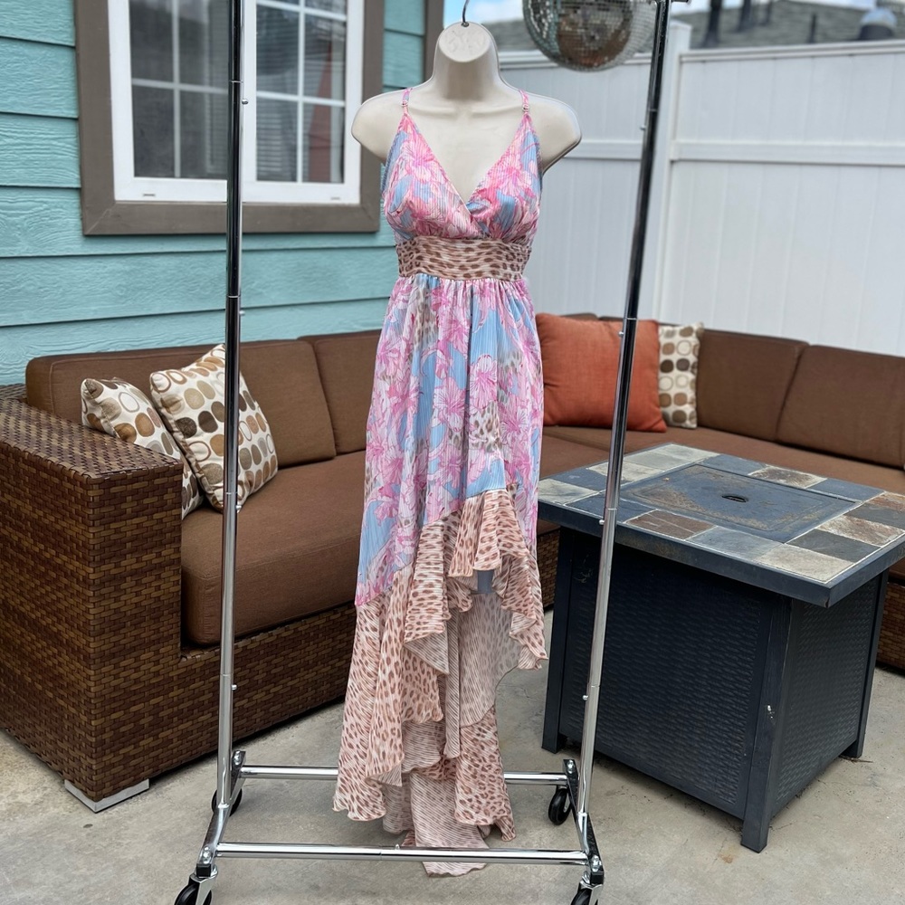 VENUS Pink and Blue High Low Dress
